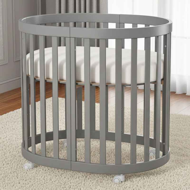 Dětská postýlka Mikko Gekko Kids + kvalitní matrace a kolečka. Grafitová.